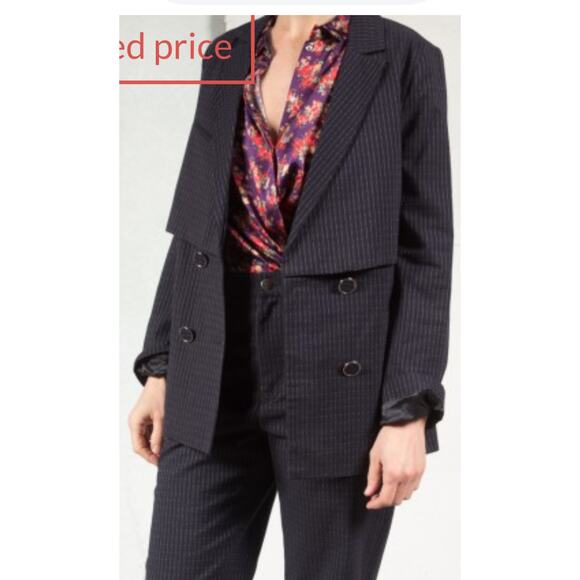 ROSEANNA 5 Rue Froissart Rich Lloyd Women Navy Double Breasted  Jacket Size 38 - Picture 1 of 12